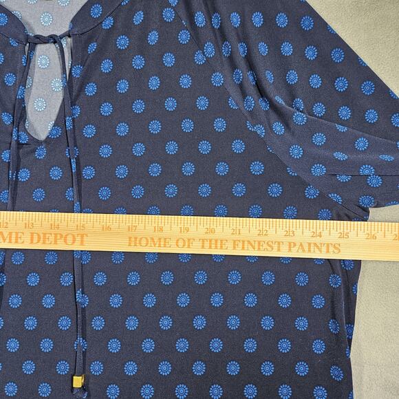 Michael Michael Kors Blouse Womens 2X Blue Office Career Church Keyhole Plus - Picture 7 of 9
